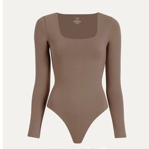 Nuuds Square Neck Bodysuit-Mocha medium